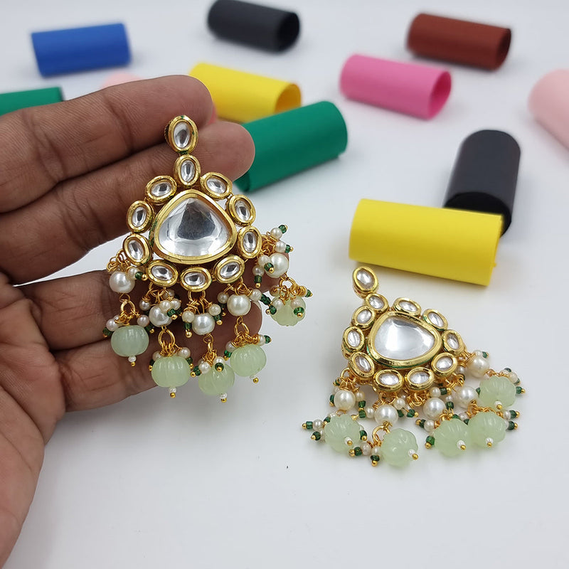 JCM Gold Plated Kundan And Pearl Dangler Earrings