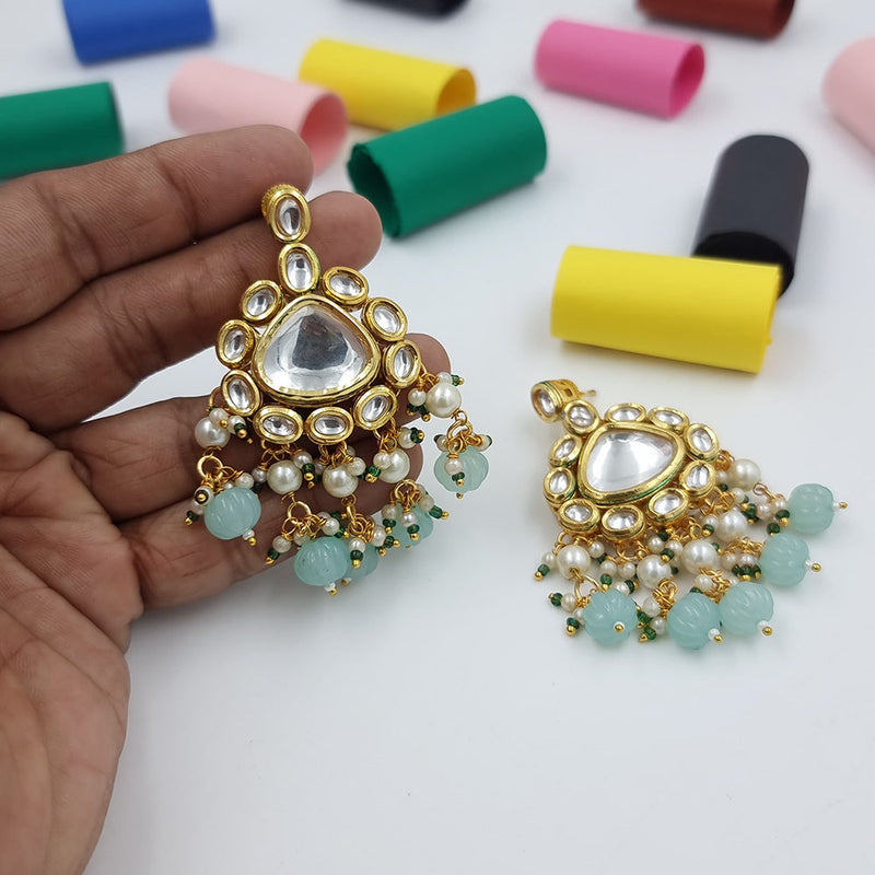 JCM Gold Plated Kundan And Pearl Dangler Earrings