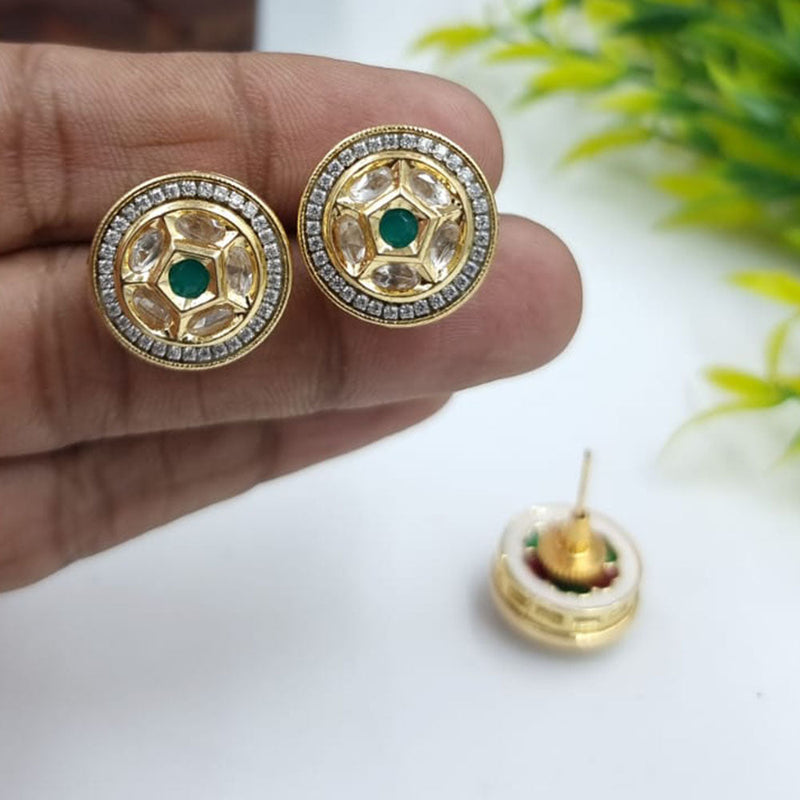 JCM Gold Plated Kundan Stone Stud Earrings