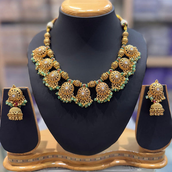 JCM Gold Plated Pota Stone And Beads Necklace Set