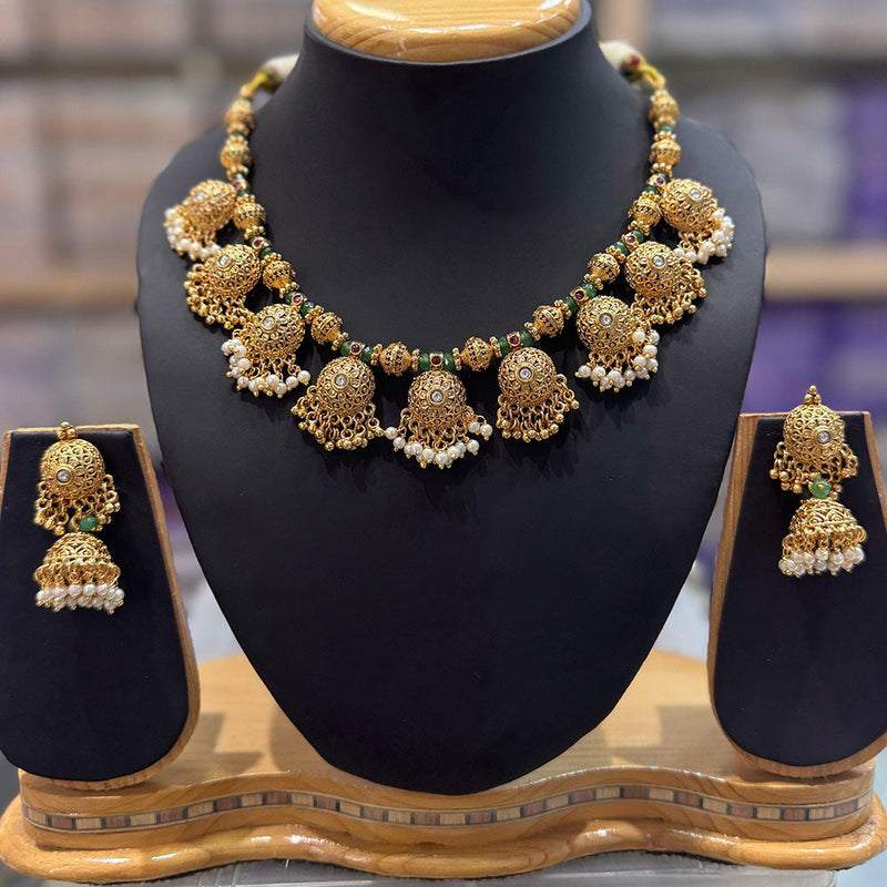 JCM Gold Plated Pota Stone And Beads Necklace Set