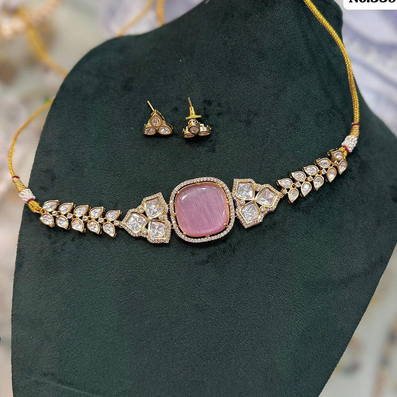 JCM Gold Plated Polki Kundan Choker Necklace Set