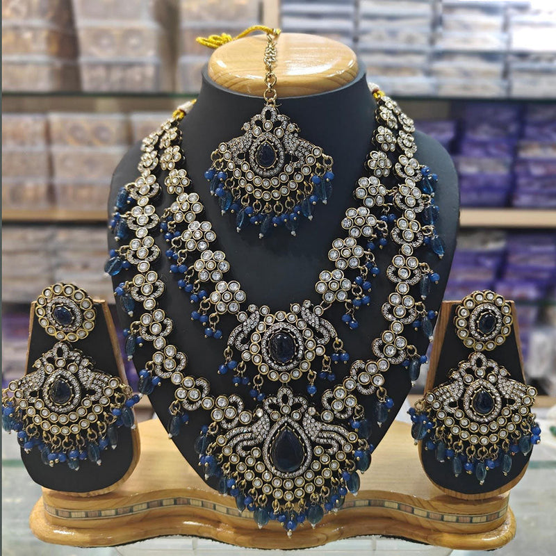 JCM Gold Plated Crystal Stone And Beads Necklace Set