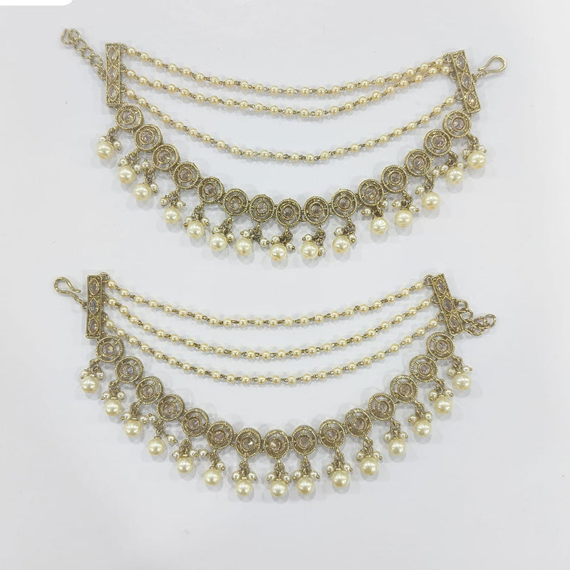 JCM Gold Plated Crystal Stone Beads And Pearls Kanchain