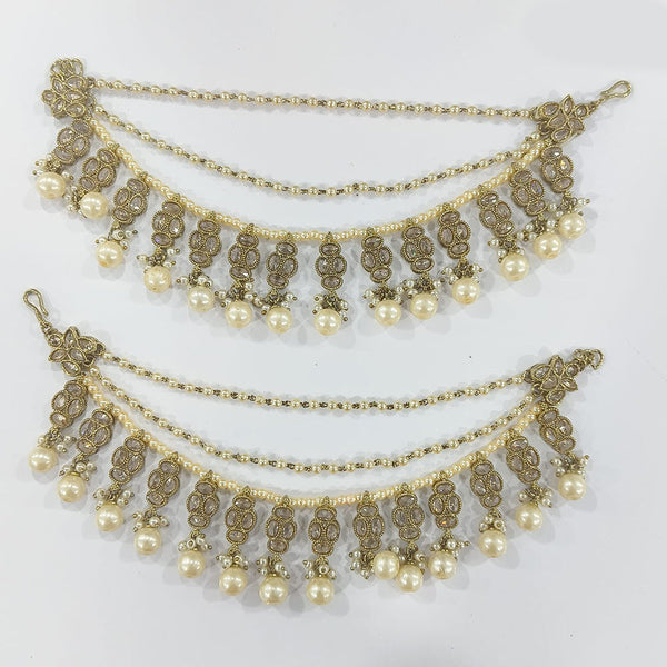 JCM Gold Plated Crystal Stone Beads And Pearls Kanchain