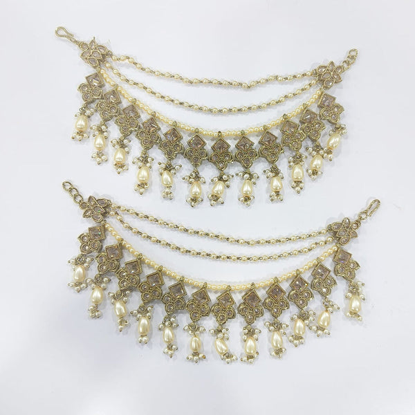 JCM Gold Plated Crystal Stone Beads And Pearls Kanchain