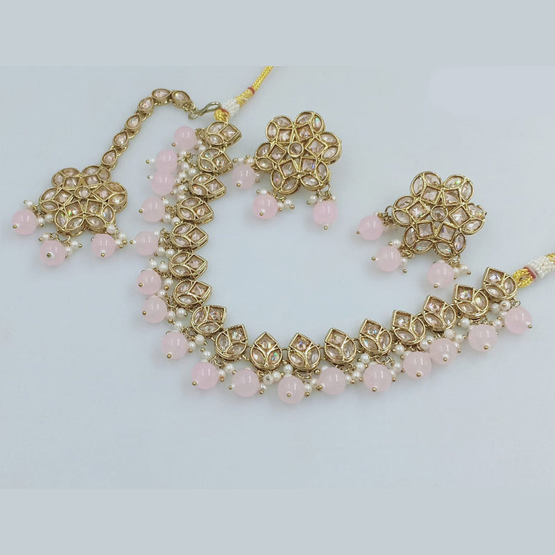 JCM Gold Plated Crystal Stone And Beads Necklace Set