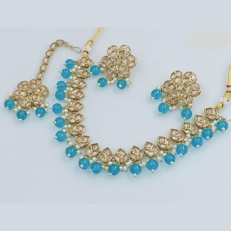 JCM Gold Plated Crystal Stone And Beads Necklace Set