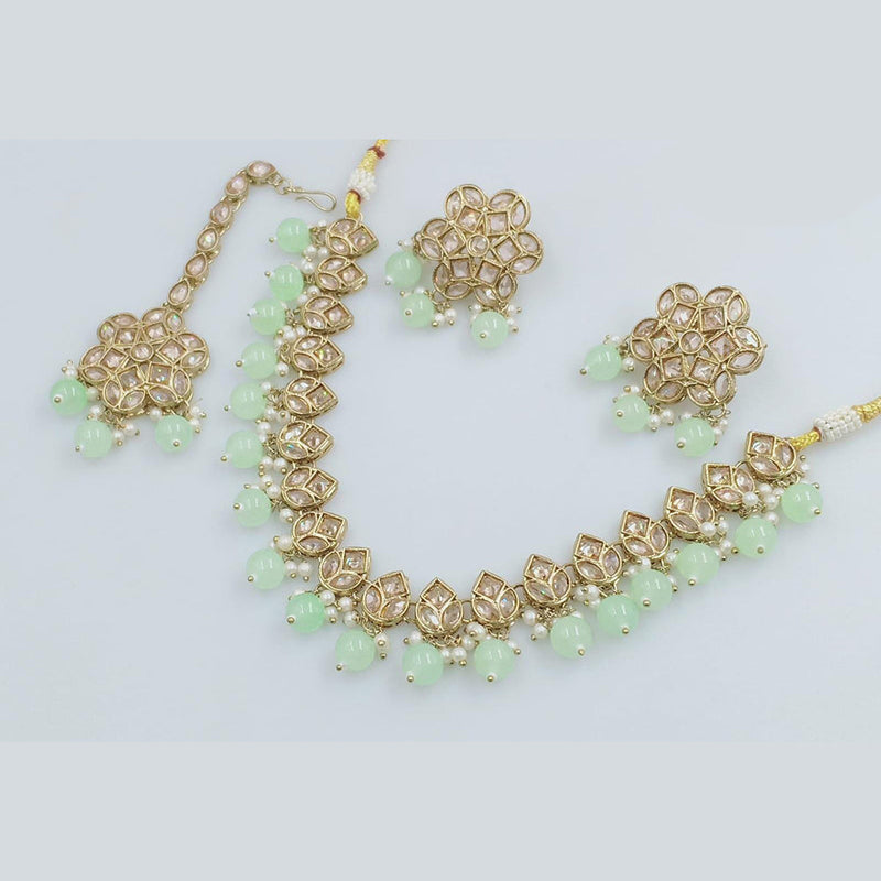 JCM Gold Plated Crystal Stone And Beads Necklace Set