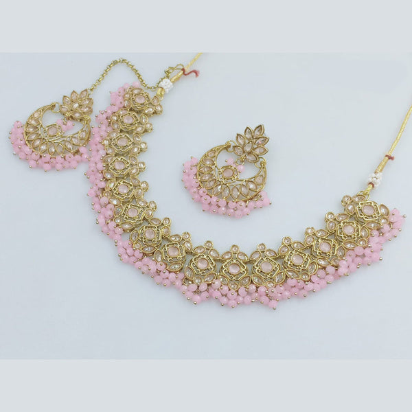 JCM Gold Plated Crystal Stone And Pearls Necklace Set