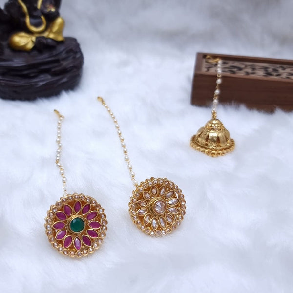 JCM Gold Plated Crystal  Stone Borla Maangtikka