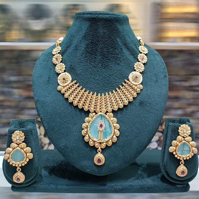 JCM Gold Plated Pota Stone  Necklace Set