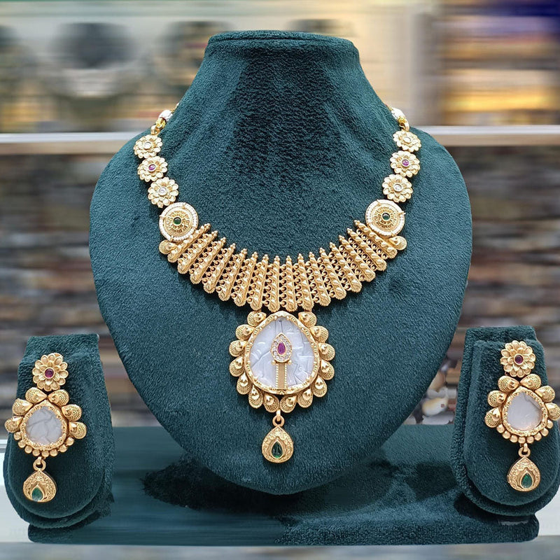 JCM Gold Plated Pota Stone  Necklace Set