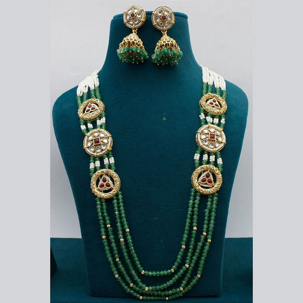 JCM Gold Plated Pota Stone And Beads Long Necklace Set