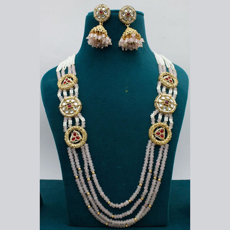 JCM Gold Plated Pota Stone And Beads Long Necklace Set