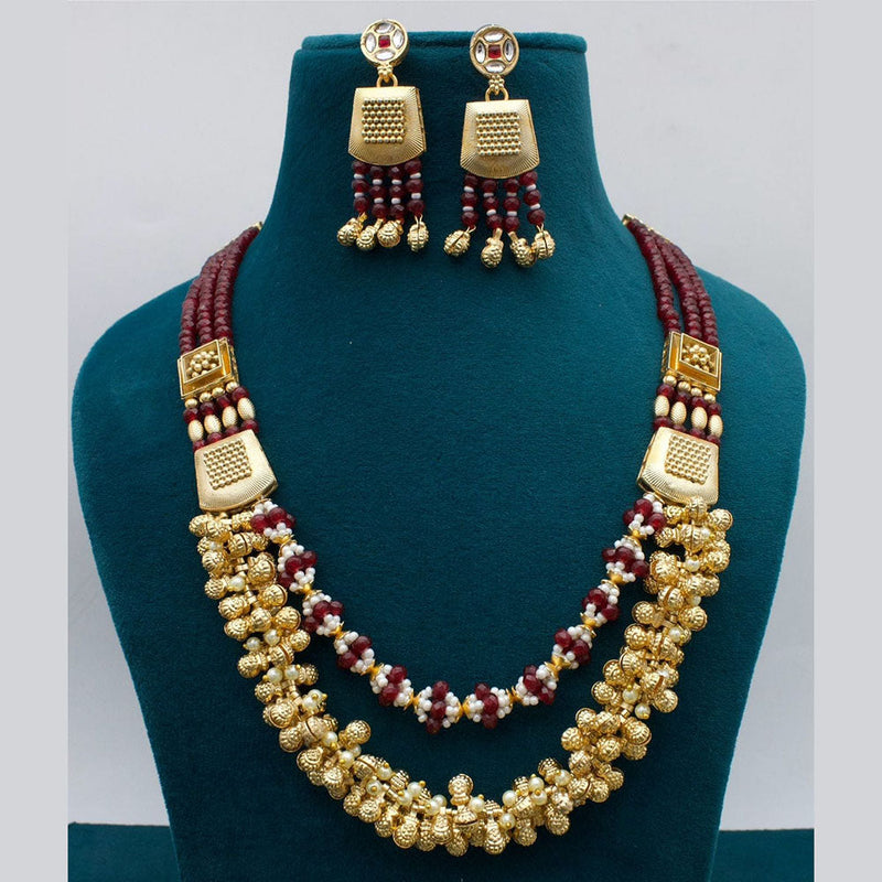 JCM Gold Plated Pearls And Beads Necklace Set