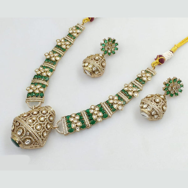 JCM Jewellery Gold Plated Polki Kundan Stone Necklace Set