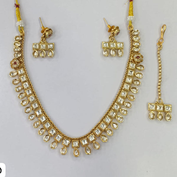 JCM Gold Plated Kundan Stone Necklace Set