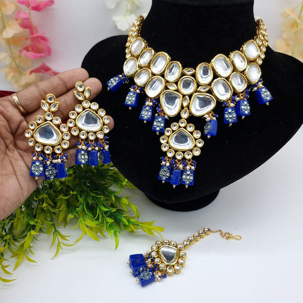 JCM Gold Plated Kundan Stone And Beads Necklace Set