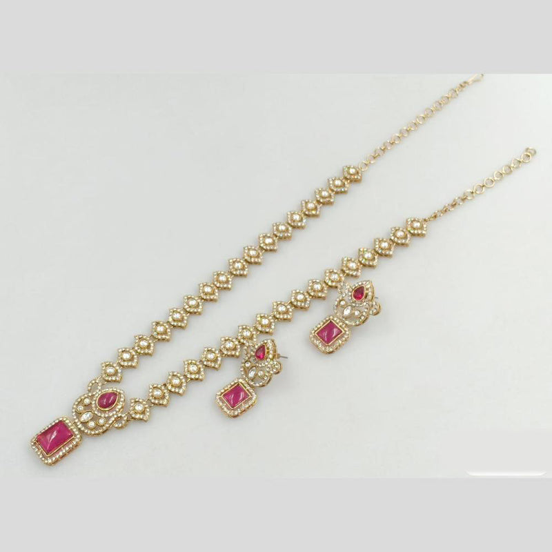 JCM Gold Plated Austrian Stone Long Necklace Set