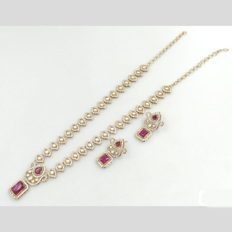 JCM Gold Plated Austrian Stone Long Necklace Set