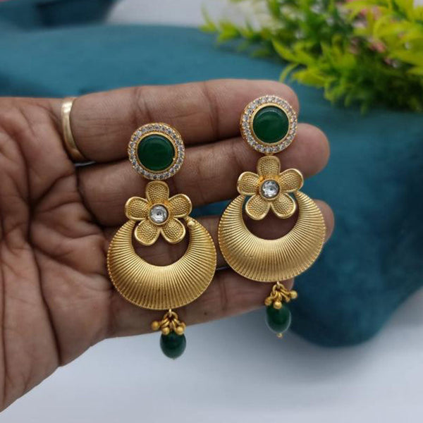 JCM Gold Plated Pota Stone Dangler Earrings