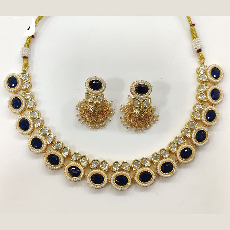 JCM Gold Plated Pota Stone And Pearls Necklace Set