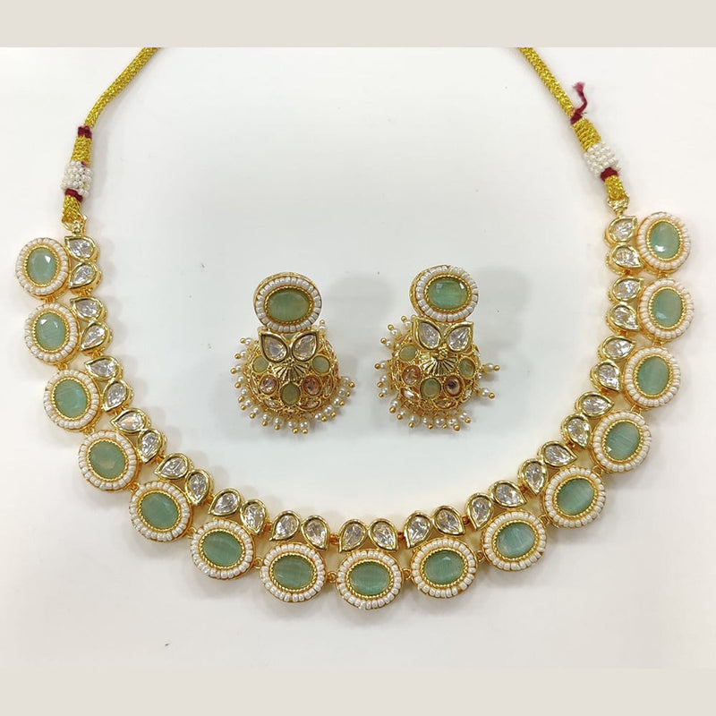 JCM Gold Plated Pota Stone And Pearls Necklace Set