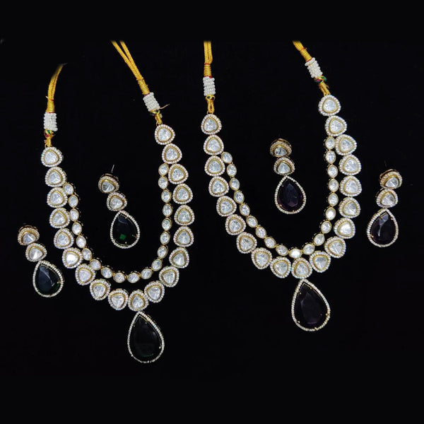 JCM Gold Plated Polki Kundan Necklace Set