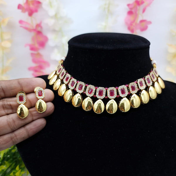 JCM Gold Plated Crystal Stone Choker Necklace Set