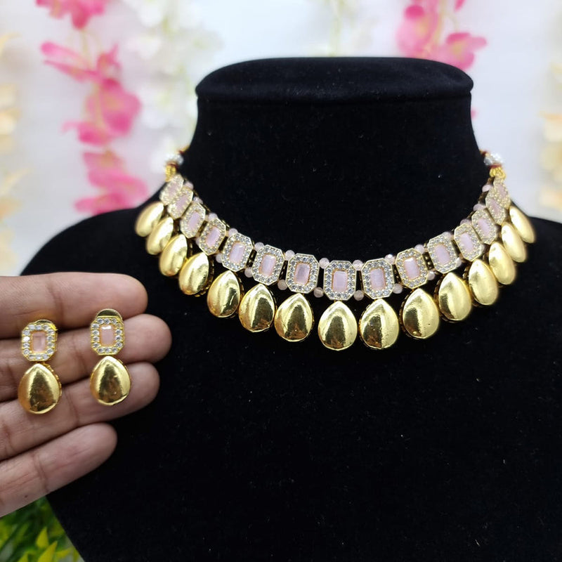 JCM Gold Plated Crystal Stone Choker Necklace Set