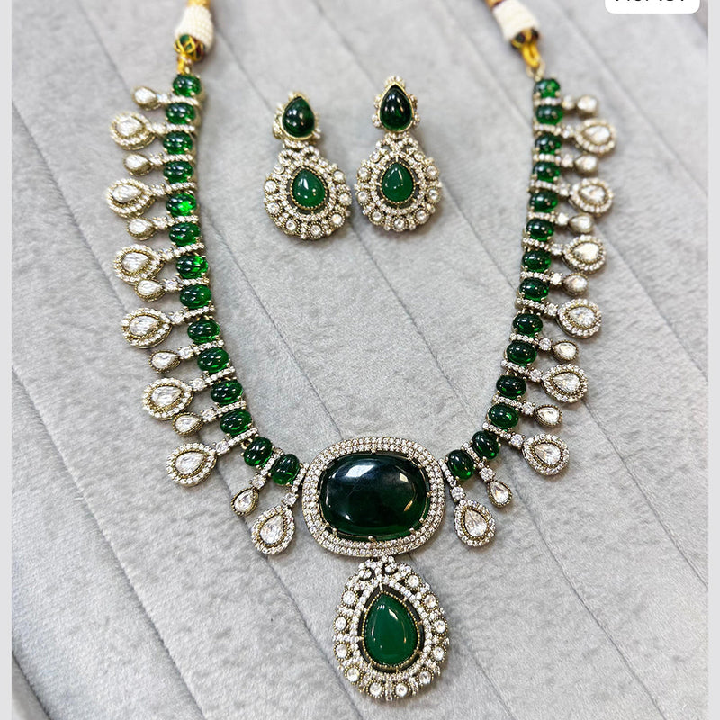 JCM Gold Plated Polki Kundan Stone Necklace Set