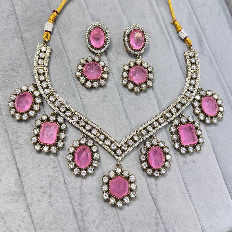 JCM Gold Plated Polki Kundan Stone Necklace Set