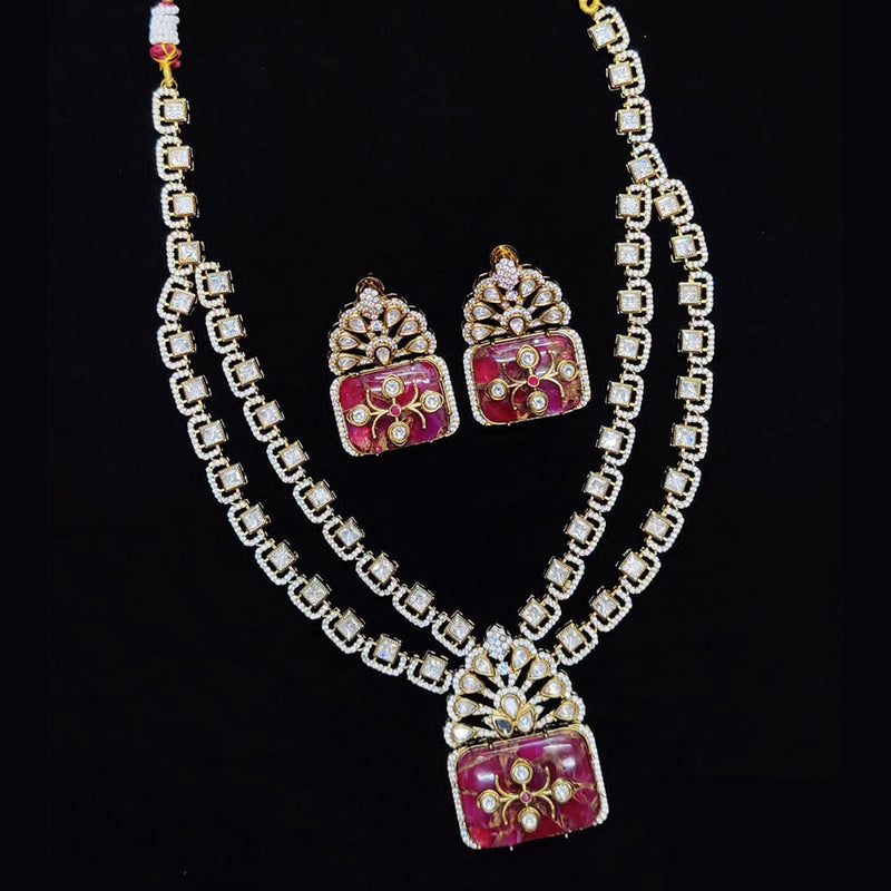 JCM Gold Plated Polki Kundan Stone Necklace Set