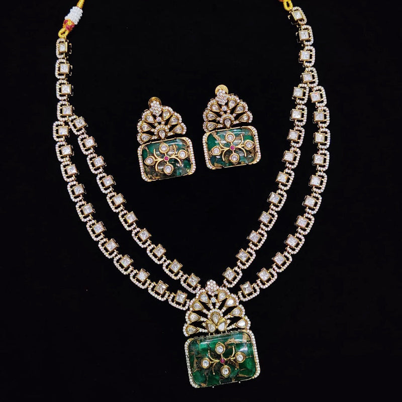 JCM Gold Plated Polki Kundan Stone Necklace Set