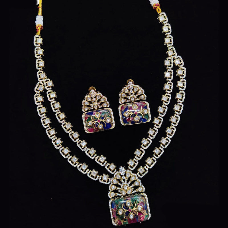 JCM Gold Plated Polki Kundan Stone Necklace Set