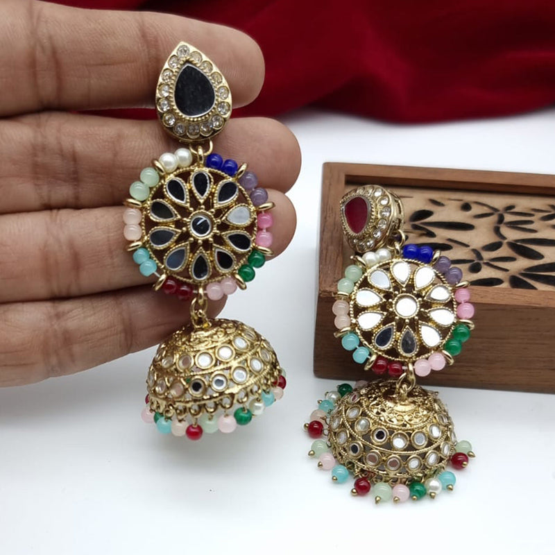 JCM Gold Plated Mirror And Pearls Jhumki