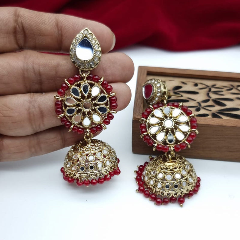 JCM Gold Plated Mirror And Pearls Jhumki