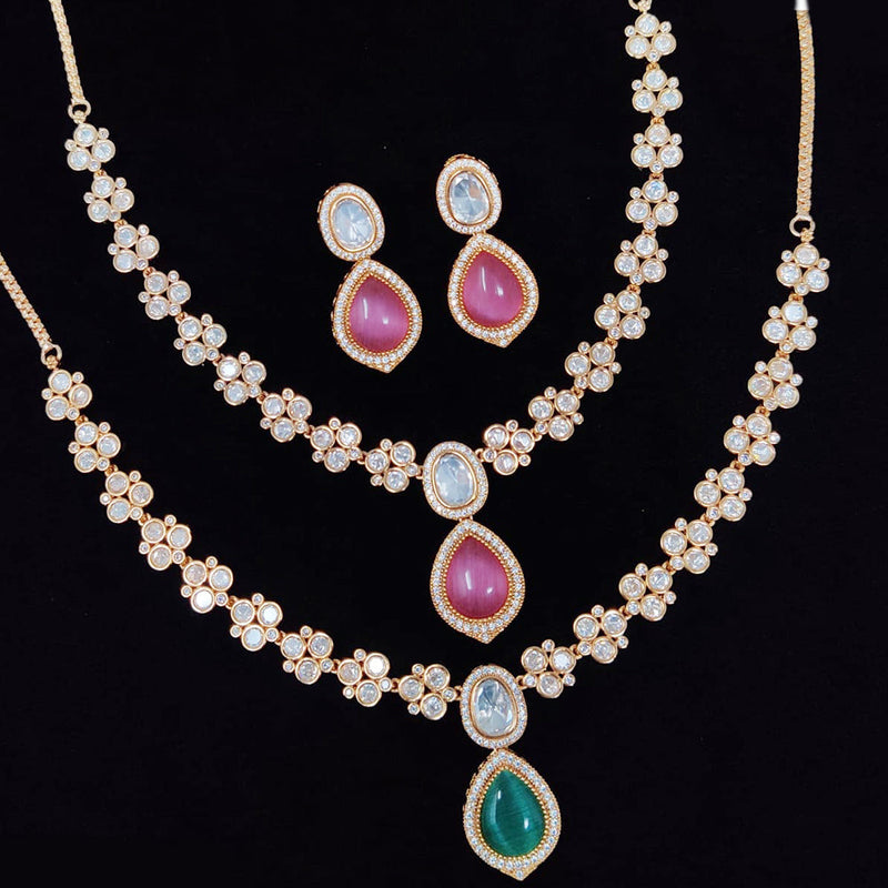 JCM Polki Kundan Stone Necklace Set