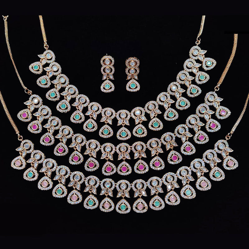 JCM Gold Plated Polki Kundan Stone Necklace Set