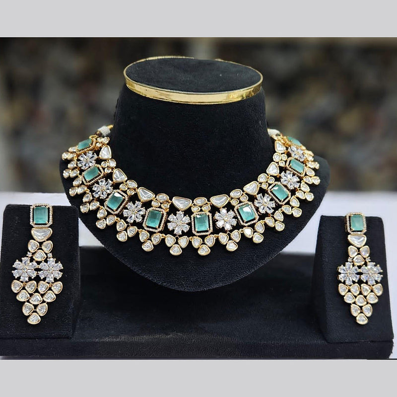 JCM Gold Plated Polki Kundan Stone Choker Necklace Set