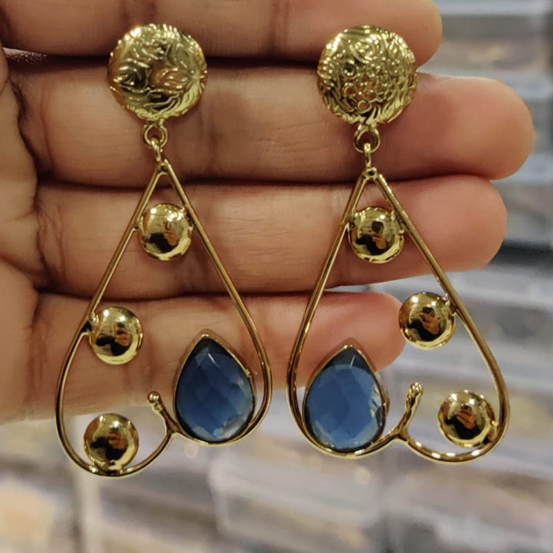 JCM Gold Plated Pota Stone Dangler Earrings