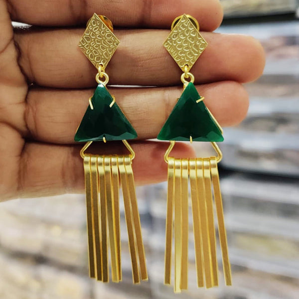 JCM Gold Plated Pota Stone Dangler Earrings