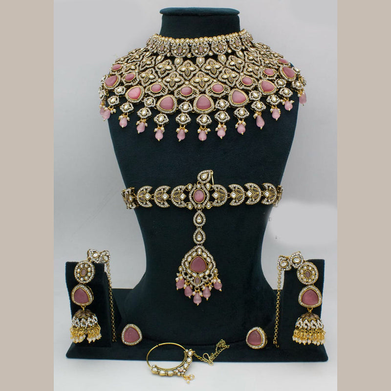 JCM Gold Plated Austrian Stone And Pota Stone And Beads Bridal Set