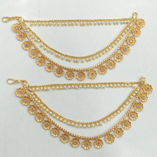 JCM Gold Plated Crystal Stone And Pearls Kanchain