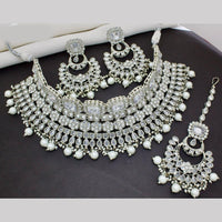 JCM Silver Plated Reverse AD And Beads Necklace Set