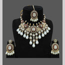 JCM Gold Plated Crystal Stone And Pearl Necklace Set