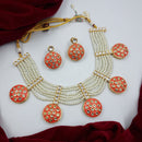 JCM Gold Plated Kundan Stone And Pearls Meenakari Necklace Set