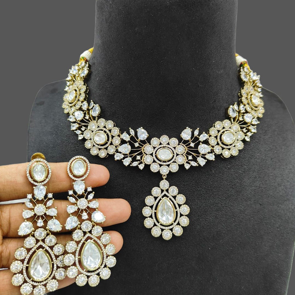 JCM Gold Plated American Diamond Necklace Set