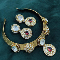 JCM Gold Plated Kundan Stone Choker Necklace Set